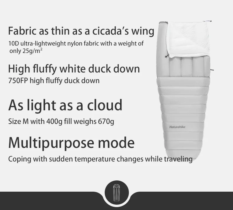 Naturehike Outdoor Camping Firework Quilt Ultralight Sleeping Bag Duck