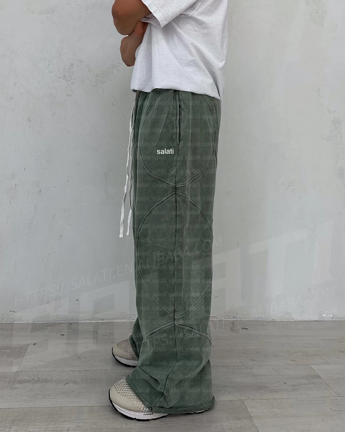 Distressed Raw Hem Sweat Trousers Custom Vintage Cotton Straight Baggy Relaxed Track Pants Blank Acid Wash Flared Sweatpants Men gallery 4