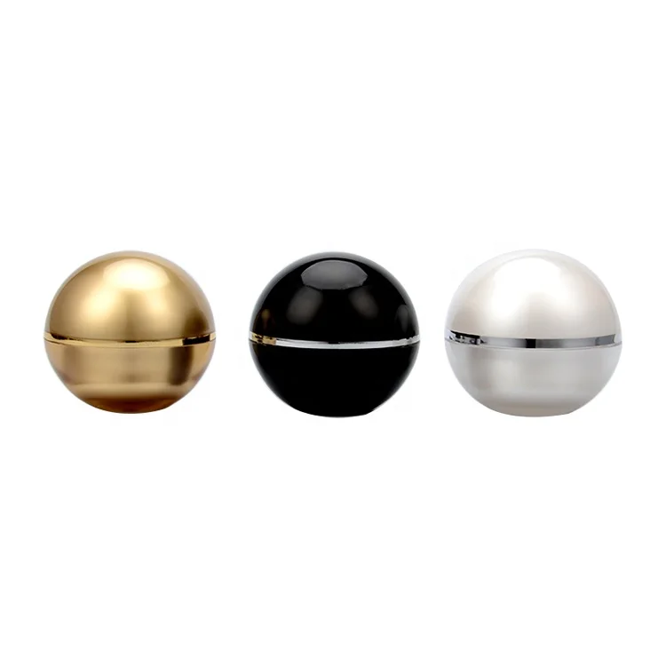 5ml 10ml 15ml 30ml 50ml 100ml Double Wall  Custom Sphere Container Plastic Ball Container White Black Gold Acrylic Cosmetic Jar
