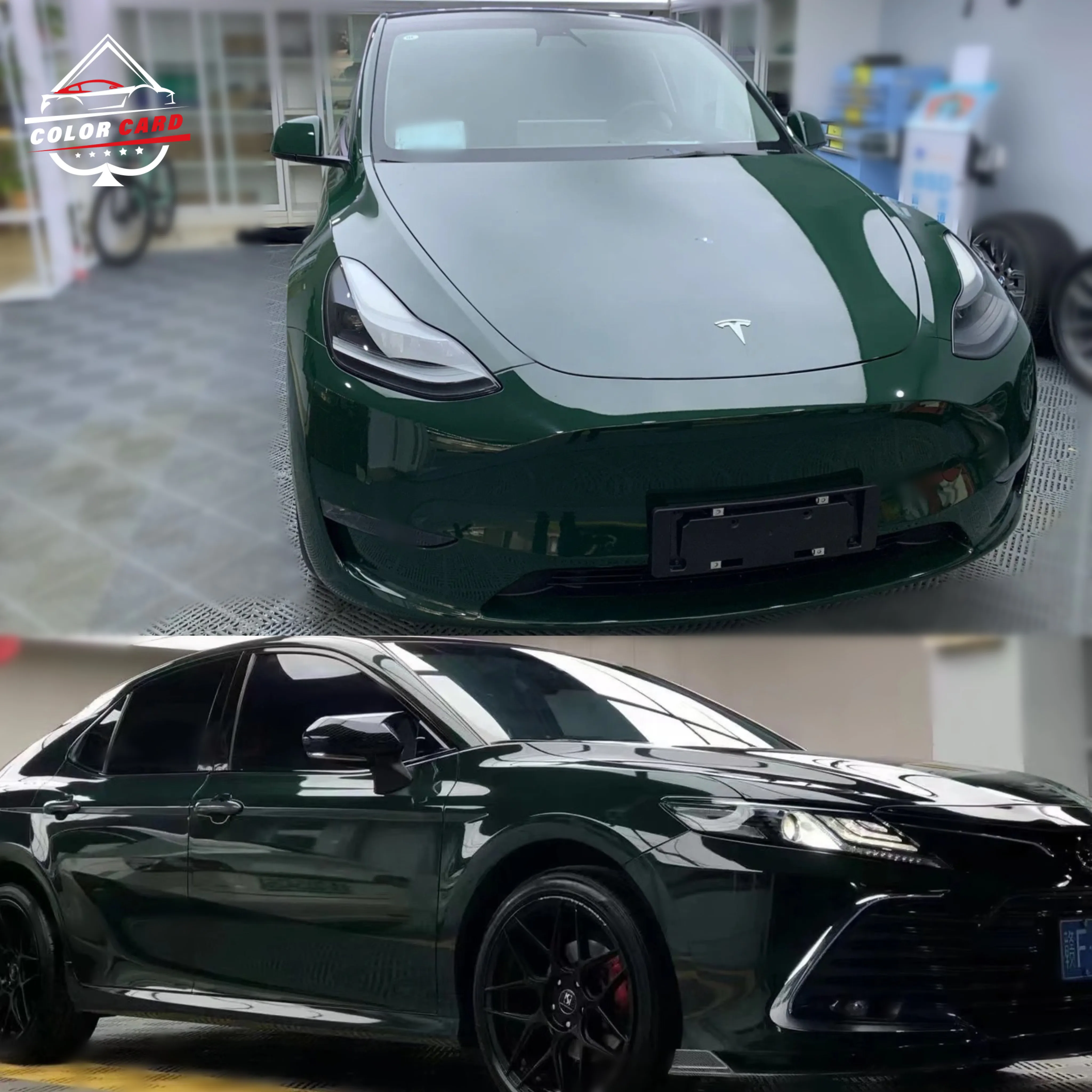 1.52x18m 5x59ft Vinyl Wrap Supplies Glossy Crystal Dark Emerald Green