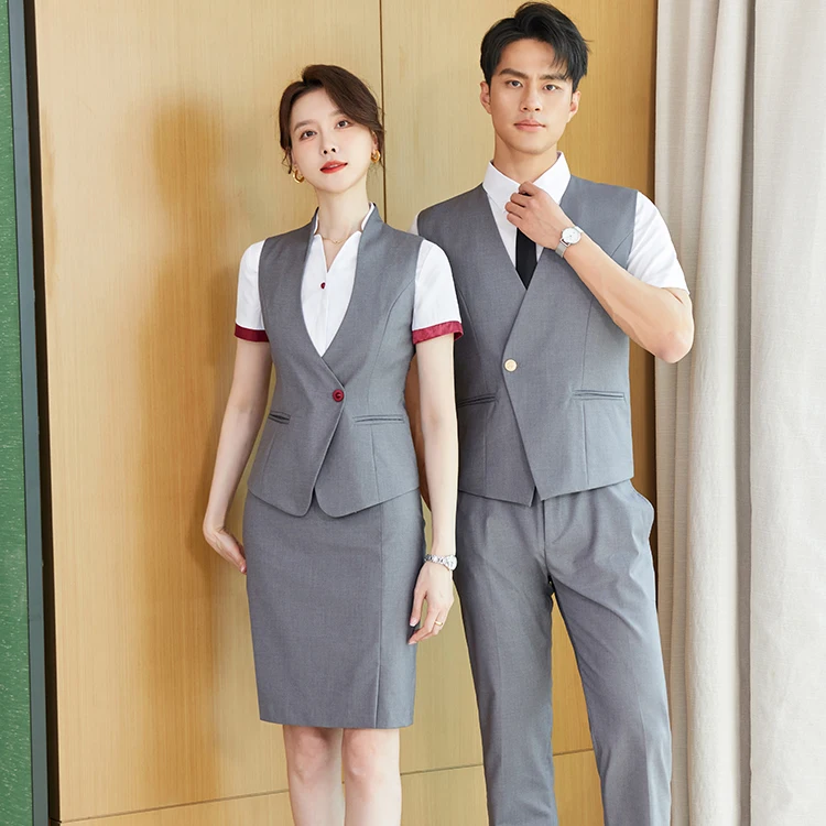 Professional High-End Women's Suit Blazer Flight Attendant Vest Skirt Hotel  Front Desk Attendant Beautician Work Clothes Female