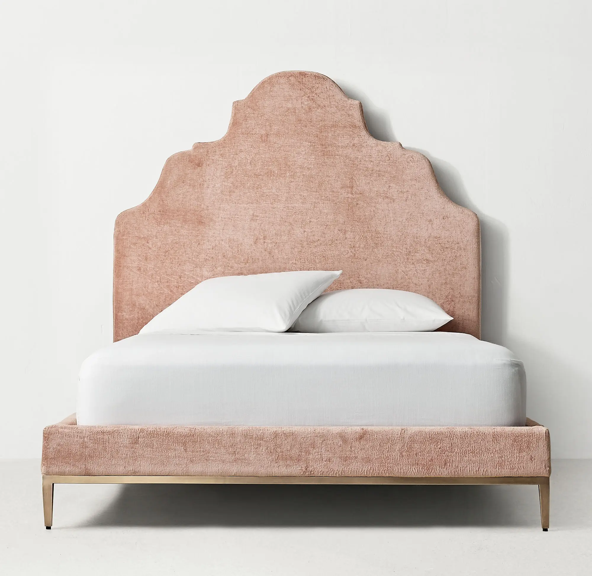 Modern Bedroom Furniture Set Pink Cosy Double Bed With Metal Bedposts