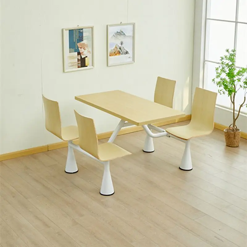 Factory Wholesale Canteen Table with 4 People Seater Panel Sheet Plywood Chair for Cafeteria Table Set with Chairs