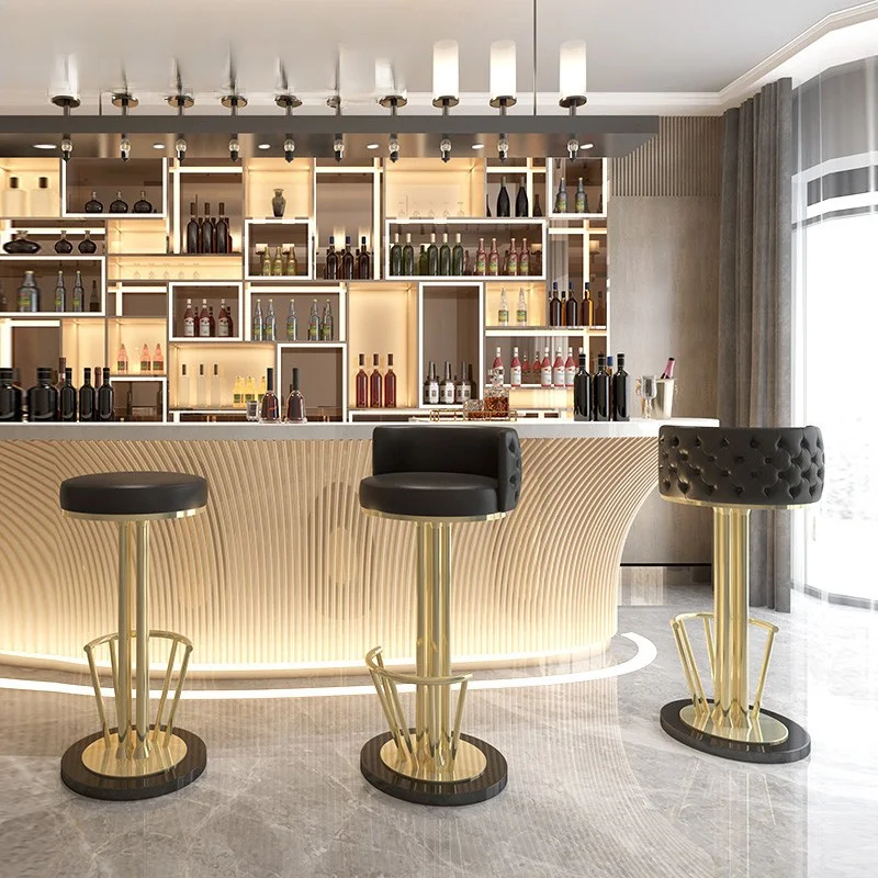 Роскошный современный простой дизайн барный стул светлый кожаный высокий металлический спальня кухня мастерская домашняя столовая на открытом воздухе гостиная
