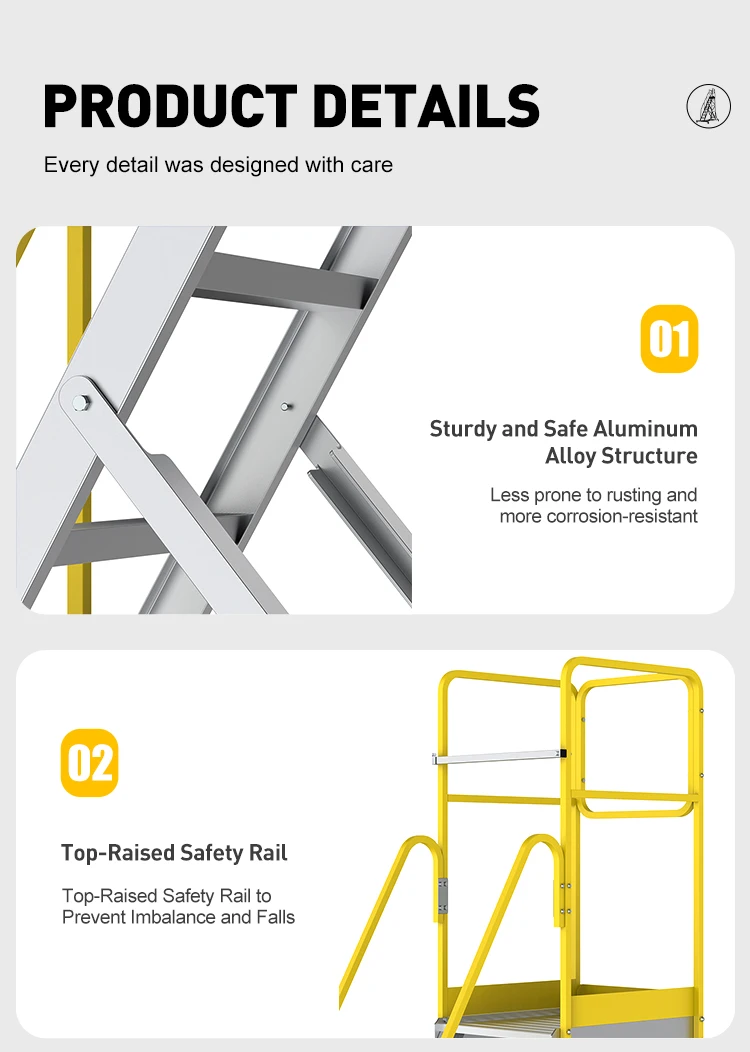 Factory Price Portable Rolling Platform Ladders With Handrail Suitable ...