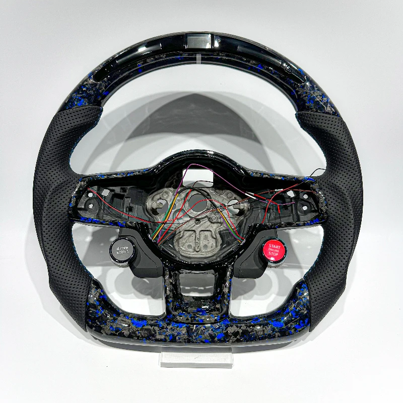 Forged Carbon & Leather Steering Wheel for VW Golf MK7 GTI / R – Blue Accents