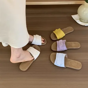 Women's Summer Fashion Trendy Flat for Slippers Casual One Strap Sandals with Platform for Beach Vacation New Casual Style Shoes