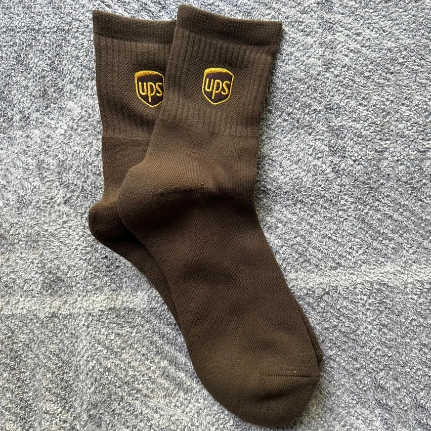 Custom Wholesale Newest Design Ups Logo Brown Anklet Socks - Buy Ups ...