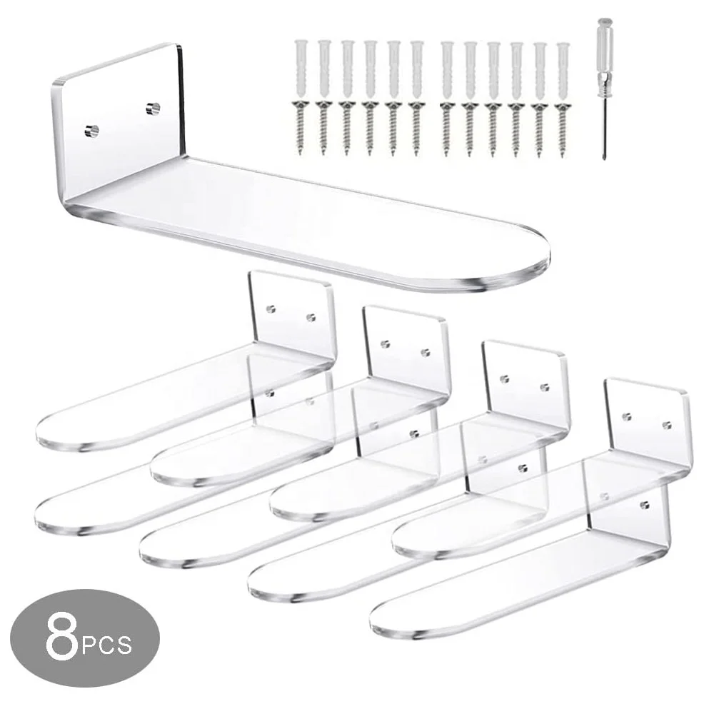 Clear Acrylic Floating Shoe Shelf for Closet Wall Set of