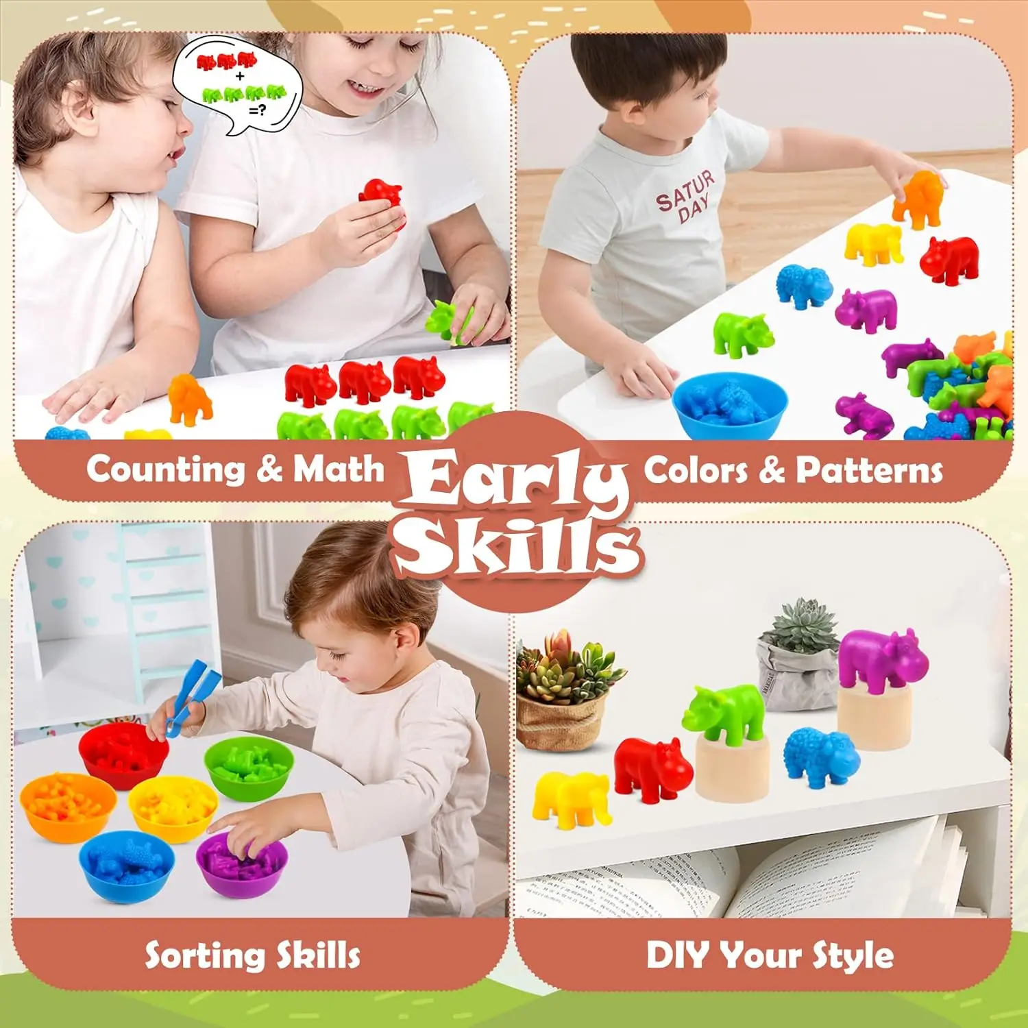 Baby Toys Sorting Counting Animals Matching Games Montessori