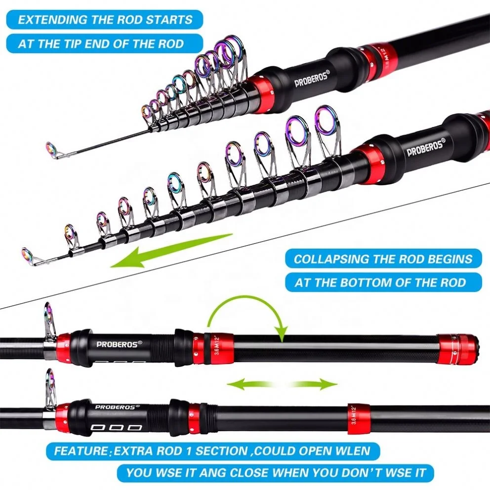 expanding fishing poles Rod Reel Full Kit Portable Travel Spinning Pole Reel Lure Carry Bag Rated Telescoping Extension Pole for High Fishing Pole And Reel Set