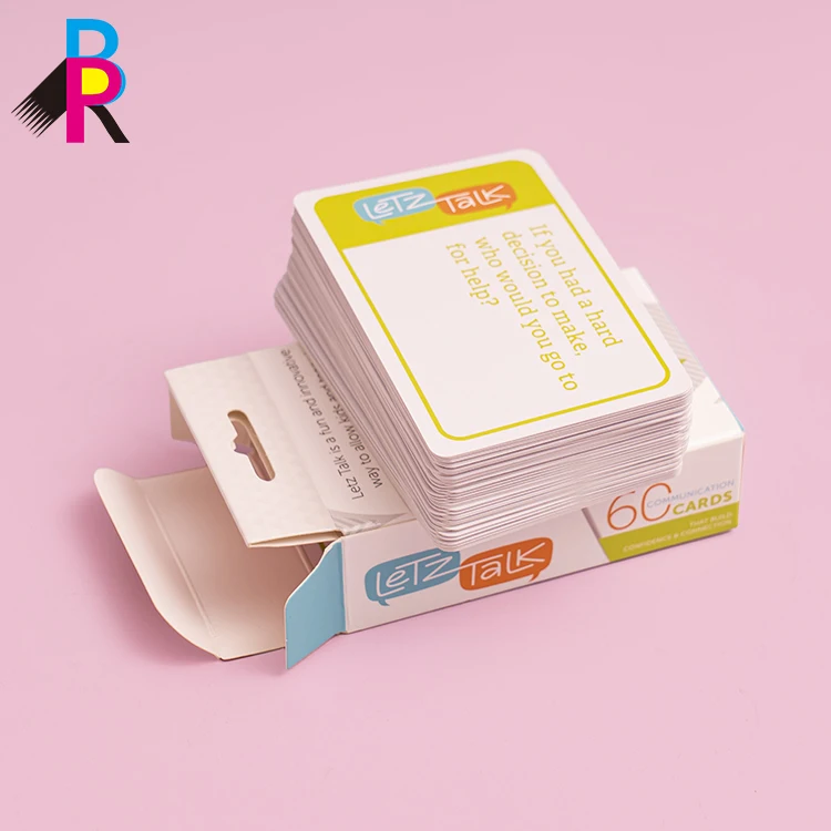 Custom Printed Educational Trivia Card Game Paper Material Family Conversation Question Cards Quiz Game Customized
