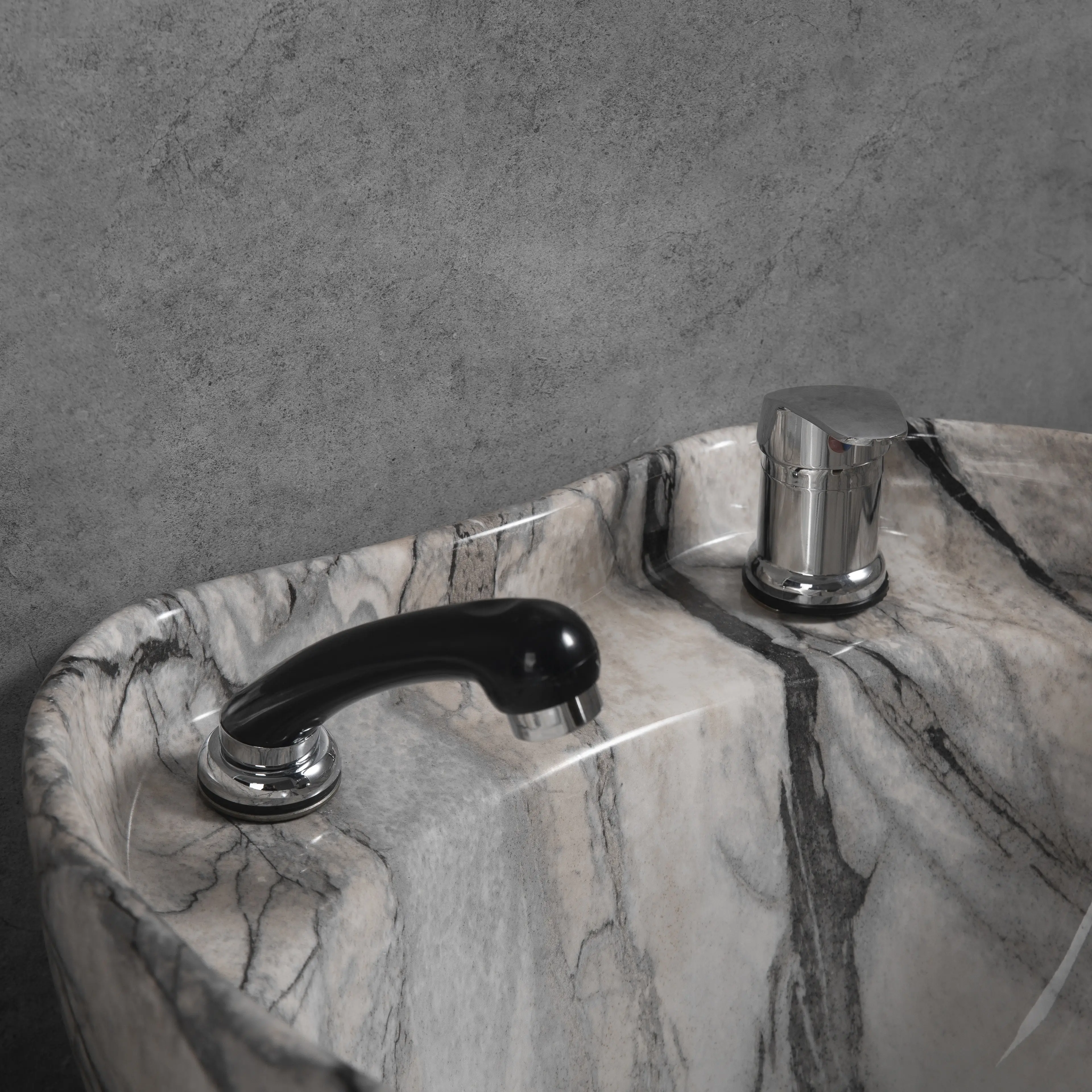 Marble Gray Color Classical Shape Porcelain Barber Shop Wash Hair Sink Bowl Ceramic Salon Shampoo Basin
