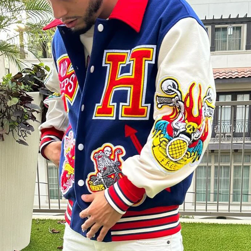 YUJIA Custom Wholesale Men's Wool Letterman Varsity Jacket