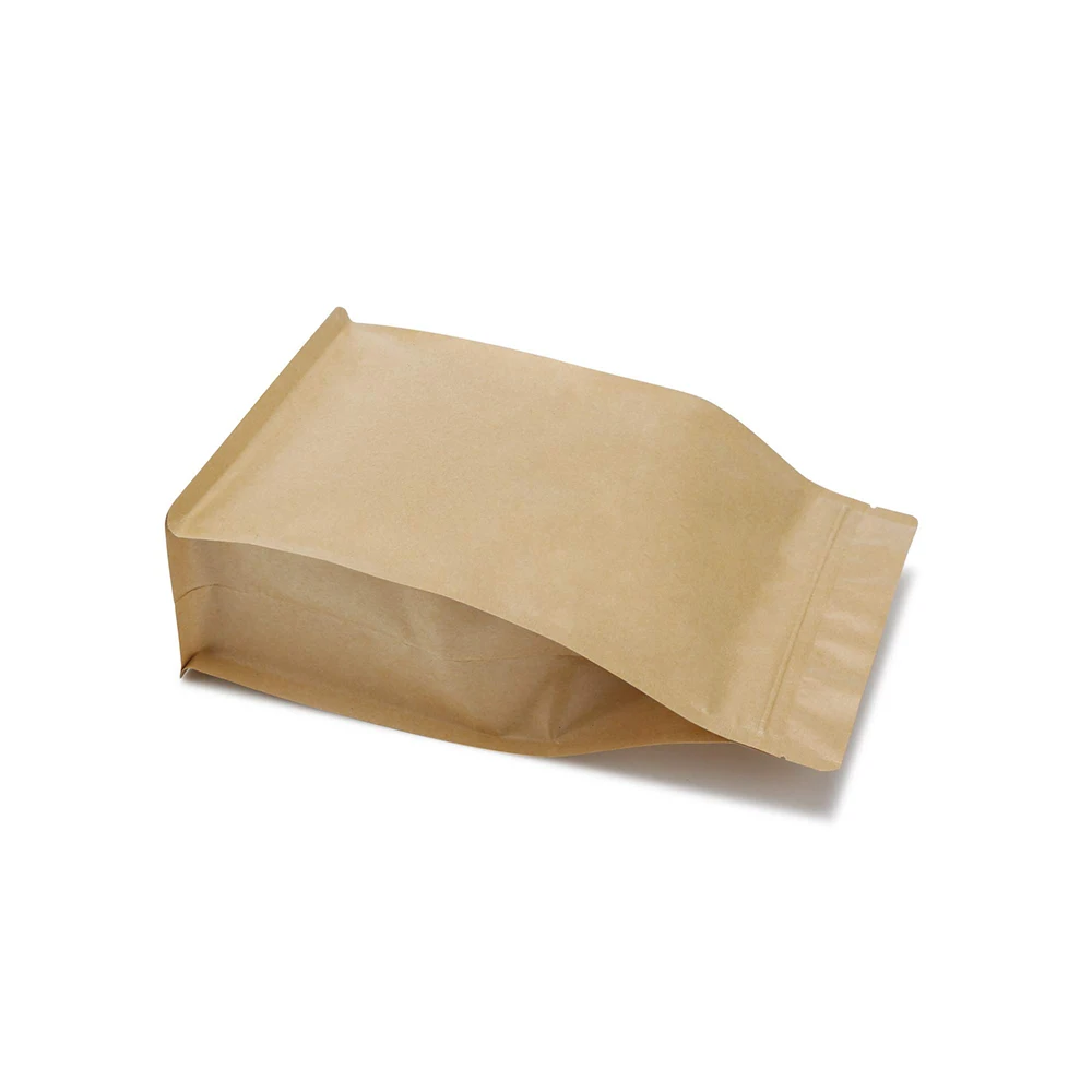 Плоский нижний стоячий мешок 1 кг Oem алюминиевая фольга 250 г Напечатанный На Заказ Коричневый Крафт бумажный мешок боковая молния кофе мешок