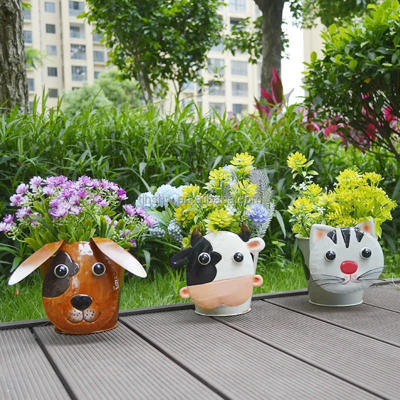 Cheap Creative Metal Animal Puppy Dog Pot Succulent Flower Planter For
