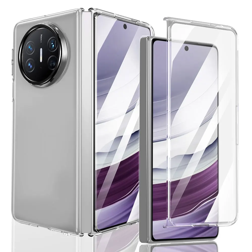 Funda de teléfono clara Laudtec Sjk950 Transparente Lente de metal Anti amarillenta Amigable con la piel Cubierta de moda simple para Huawei Mate X3/X5  