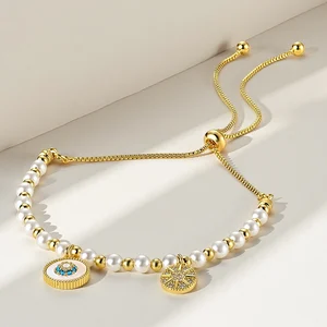 Muxcor High Quality Copper Glass Beads Zircon Fashion Beaded Christmas Bracelets Charms for Adjustable Bracelets Bulk