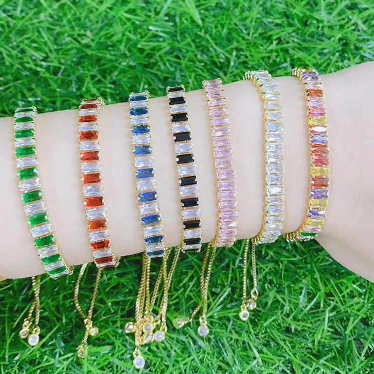 Bc1290ファッションレインボー長方形キュービックジルコニア