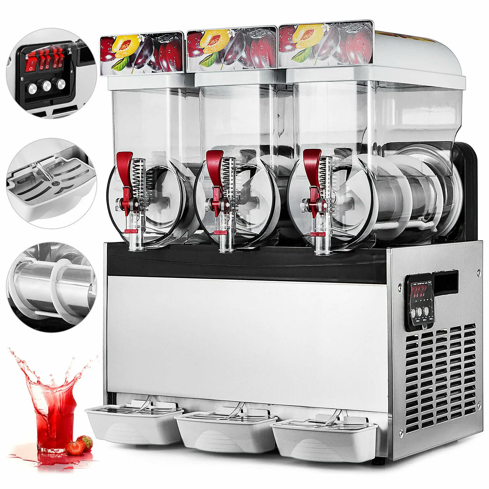 Slush Machine Slushy Maker 45L Three Tanks Frozen Drink Commercial Smoothie Ice Maker