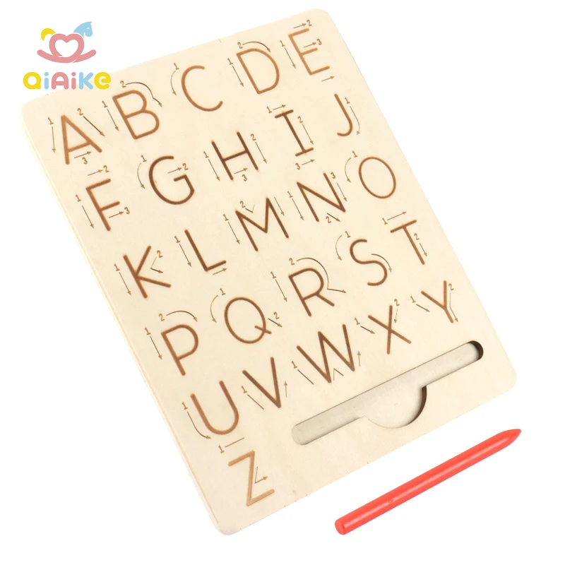 Double Sided Montessori Number & Letter Tracing Board Educational Wooden Toy Letters Practice Board for Toddler Learn to Write