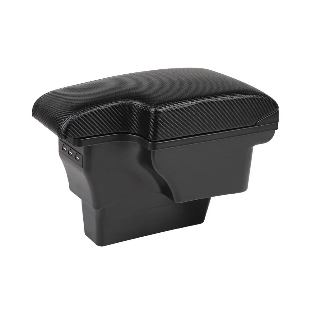 TIYPEOR Dual-Space Front Car Centre Console Storage Box with USB Charging Ports Armrest & Cup Holder Function