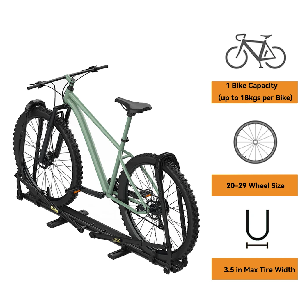 Upright Roof Mount Bicycle Rack with 2 Arms for Movable Crossbar Rooftop Bike Rack for Car SUV