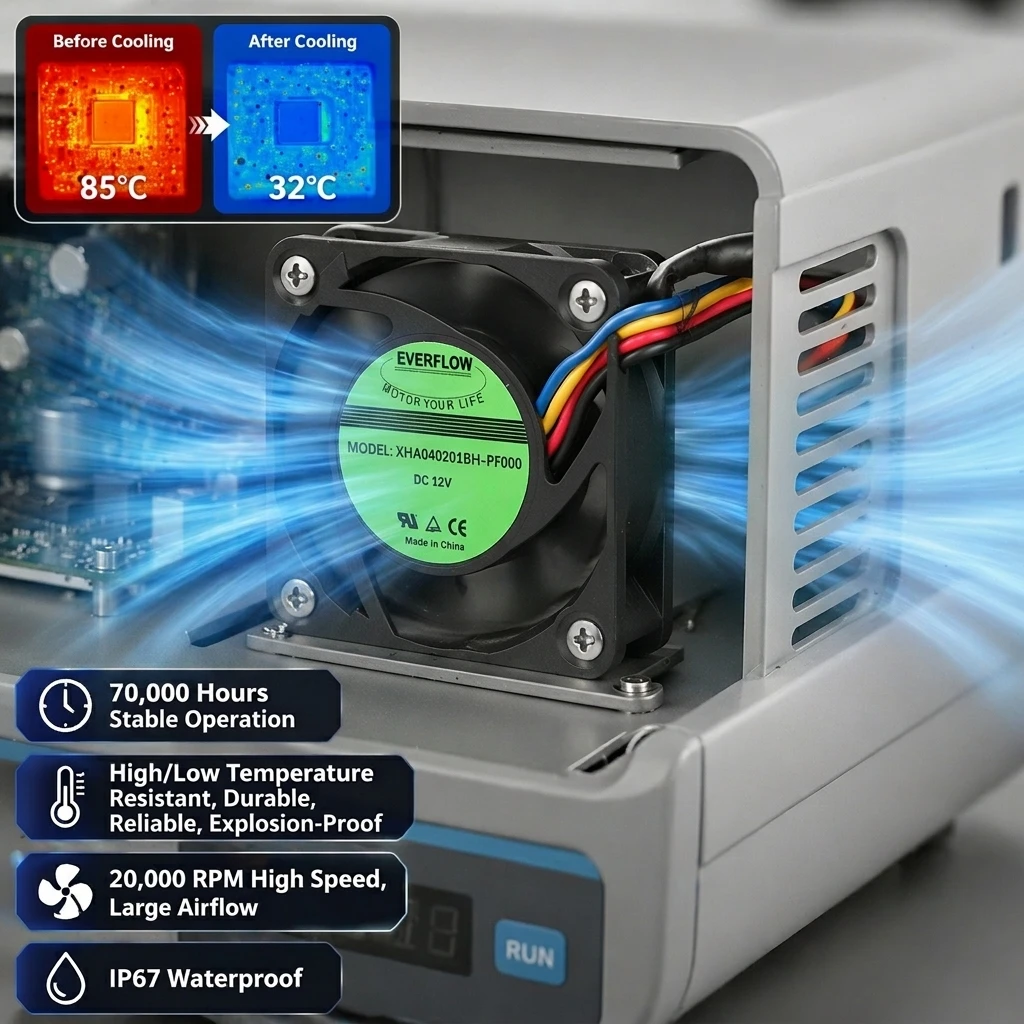 Axial Brushless Fan, 8038, 18000, RPM, PBT - detail 2