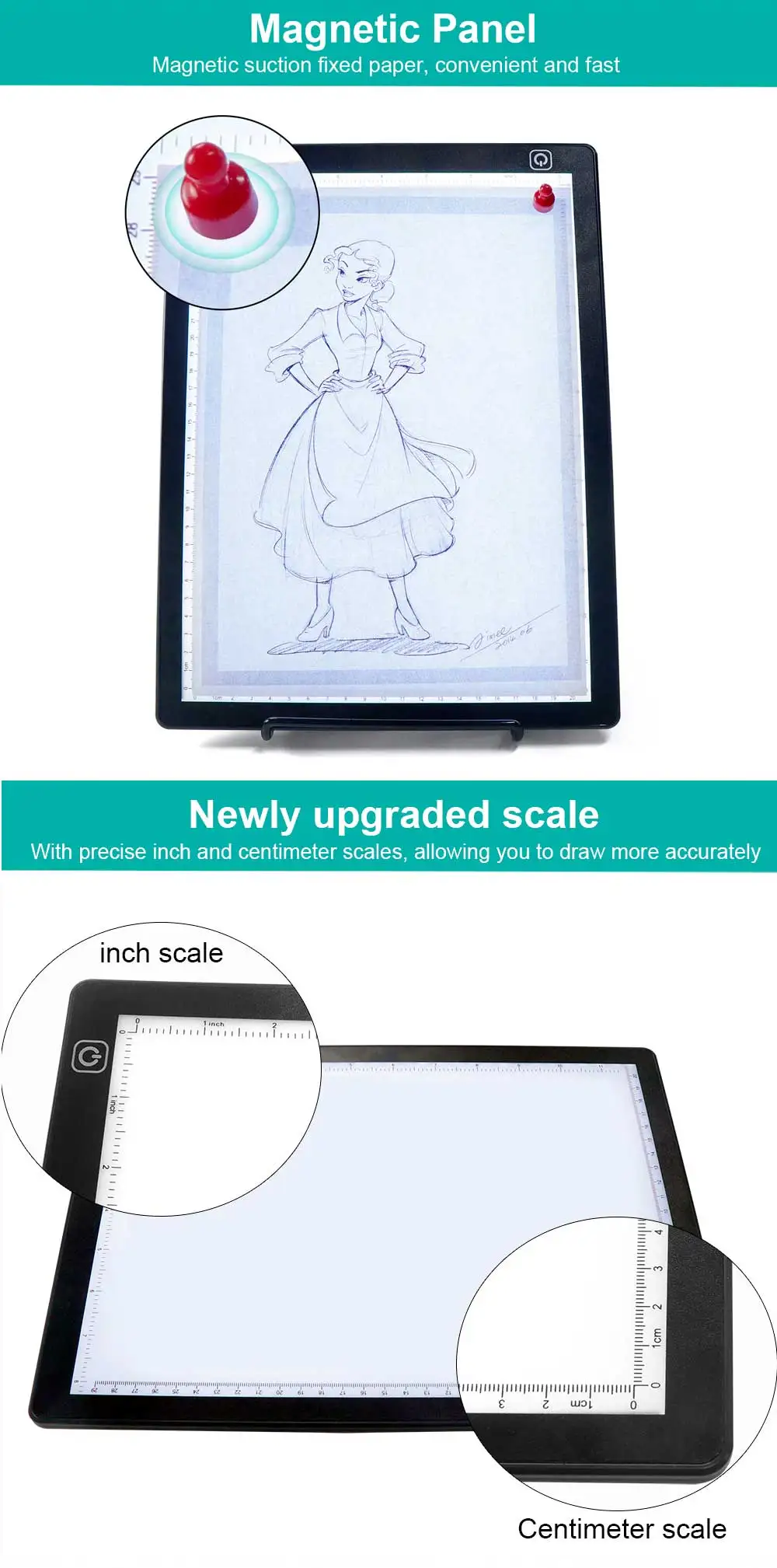 A4 LED Light Pad, IMAGE A4 Tracing Pad Rechargeable Magnetic Light Box, Cordless Ultra-Thin, Perfect For Vinyl Weeding Animation, Tattoo