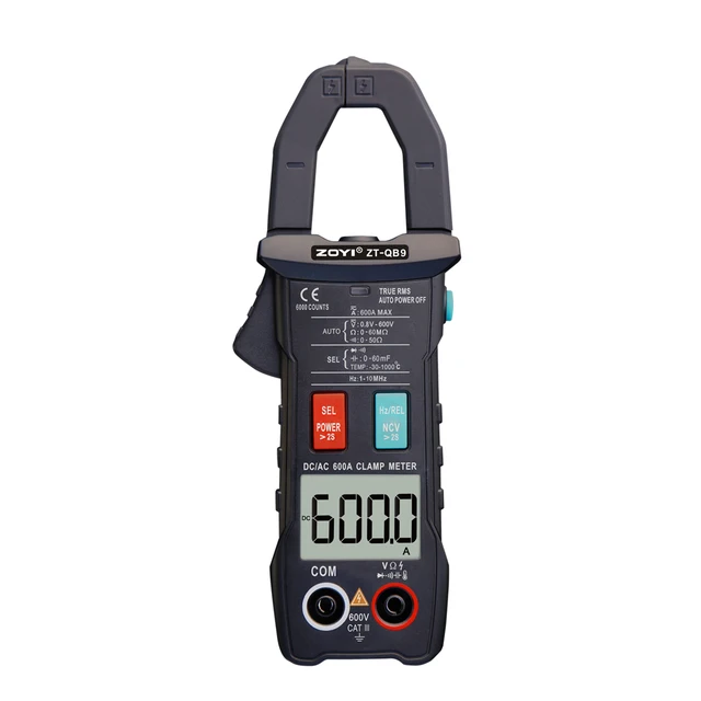 ZOYI ZT-QB9  6000 counts AC/DC 600A digital clamp meter  auto anti burn clamp meter