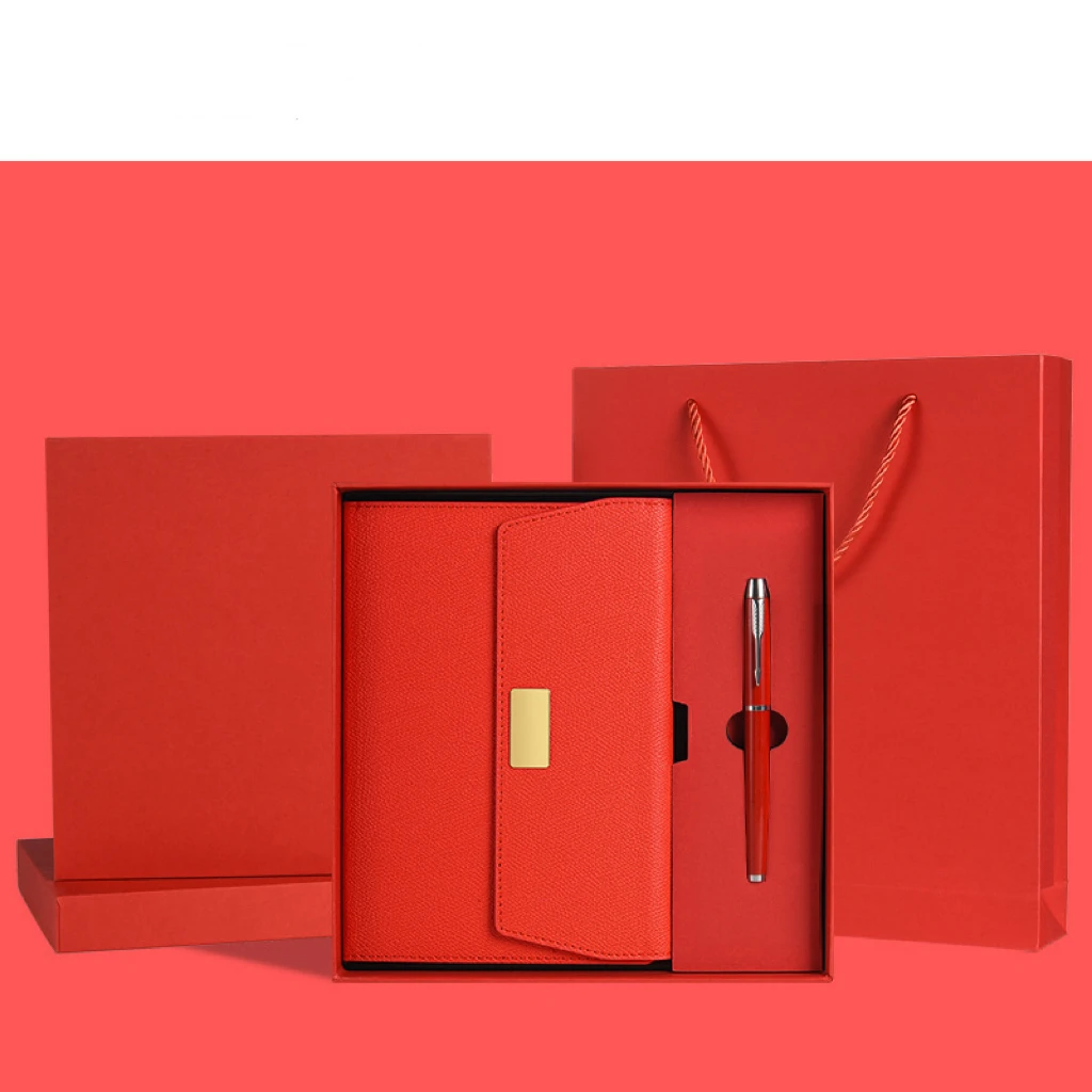 Custom Logo Notebook Journal Promotion Sets With Box Pen and Paper Bag Leather Notebook A5 Journal Gift Set Stamped Embossed