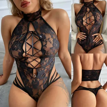 Valentine Lace Hollow Strap Perspective Cat Girl Sexy Lingerie Sexy Femme Black Lingerie Sexy Hot