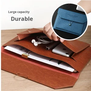 Customizable Logo A4 PU Leather Waterproof Large-Capacity Document Storage Bag Business Office File Bag for File Management