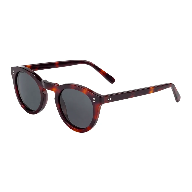 Retro Round Mazzucchelli Custom Logo Cellulose Acetate Frame Polarized Sunglasses