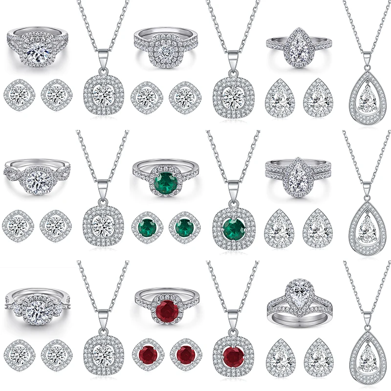 Wholesale CZ Silver Jewelry Set Rhodium Plated 925 Sterling Silver Cubic Zirconia Bridal Fashion Jewellery Sets for Women