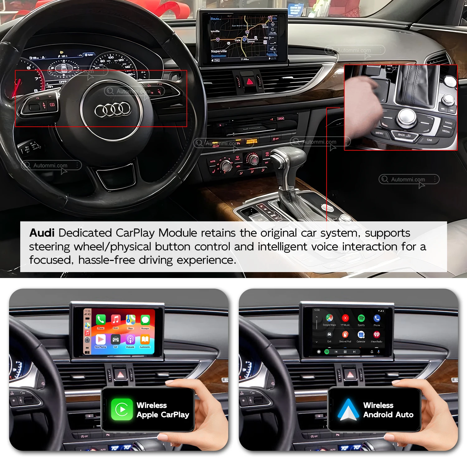 Wireless Apple CarPlay Android Auto Decoder Module Kit for Audi A3