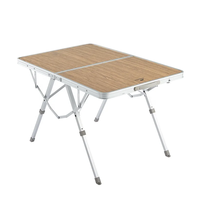 Naturehike outdoor camping picnic adjustable height table MDF portable foldable table na may aluminum frame