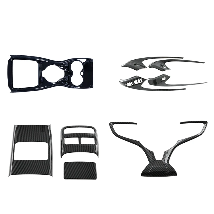 Seal Carbon Fiber Interior Steering Wheel Decoration Strips Door Handle Cover Dashboard Panel Trims For BYD Seal