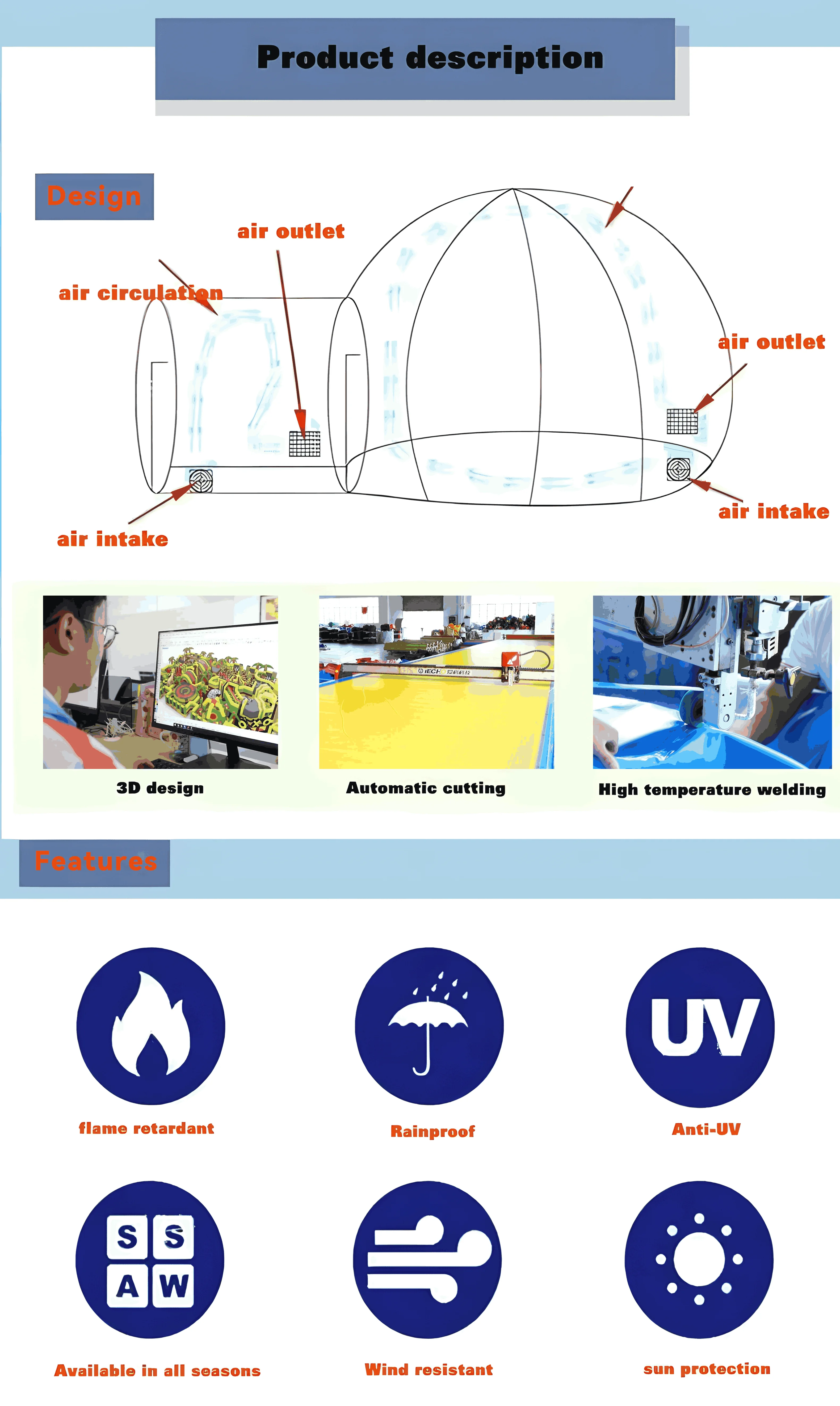 Customized outdoor tents Inflatable bubble house slide for kids games inflatable bounce house bubble dome factory