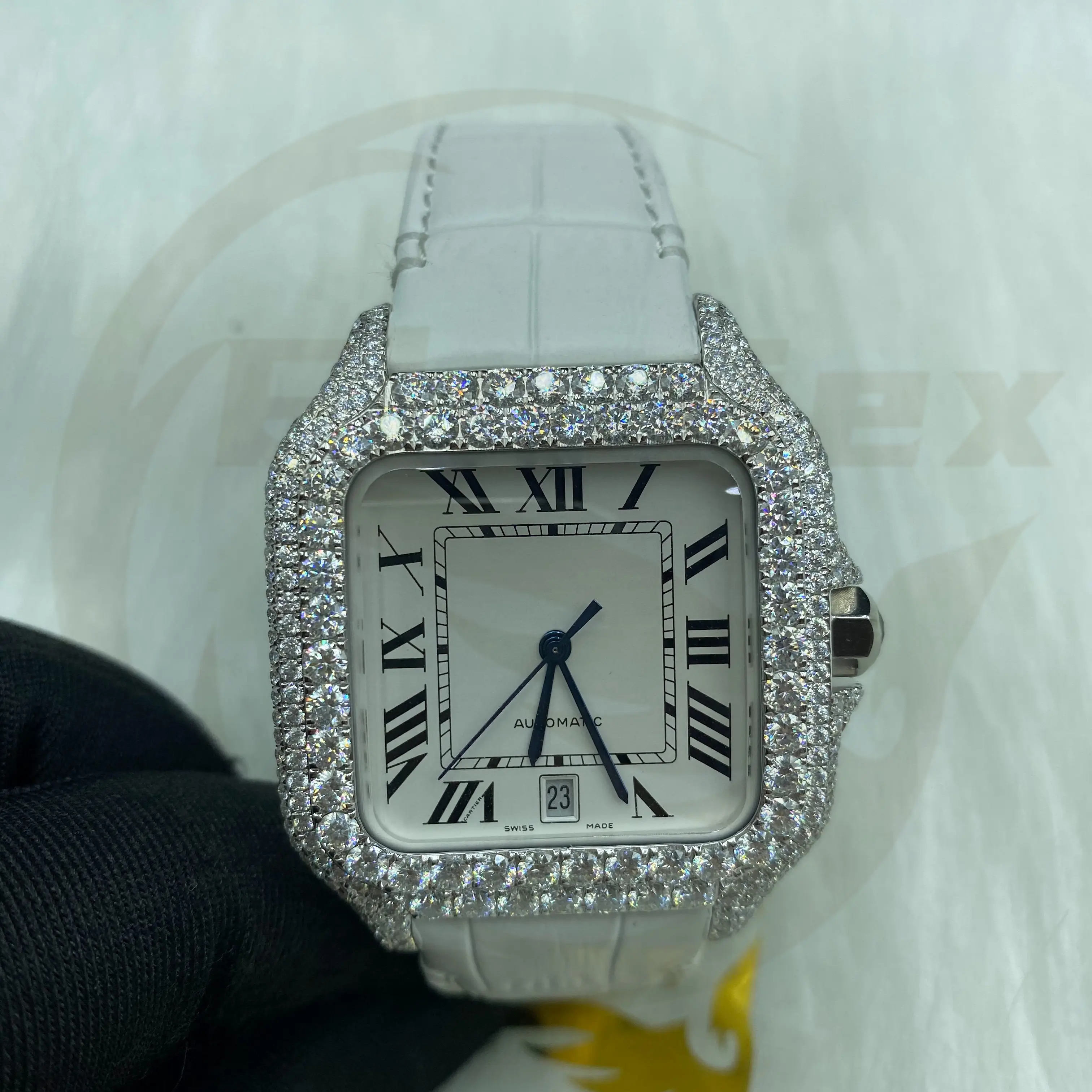 Pass Tester Big Face Mechanical Iced Out Vvs Iced Out Watch Full