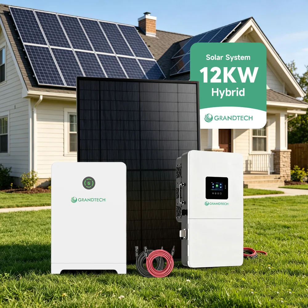set Llawn 5kW 8kW 10kW 12kW 20kW 50kW o System Cymysg Rhwyd Gartref o Bŵer Lithiwm a System Energi Haul ar gyfer gartref