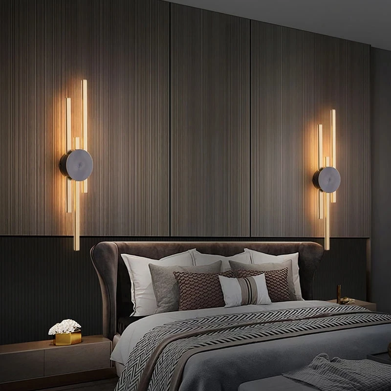 Surface Mount Minimalist LED Long Wall Light Nordic Indoor Copper Wall Lamps for Living Room Aisle Decoration Lighting