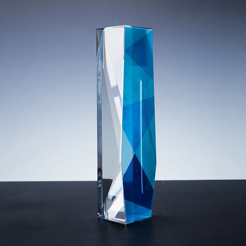 Factory direct sales can customize the k9 crystal color printing sandblasting award trophy details