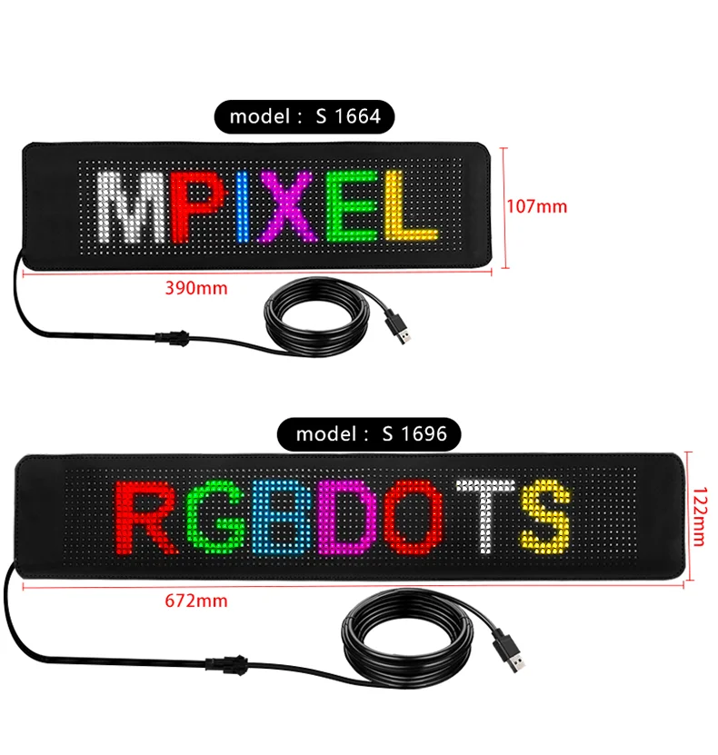 P5 16*64ピクセルフレキシブルLEDディスプレイパネル車のLEDサインAPP