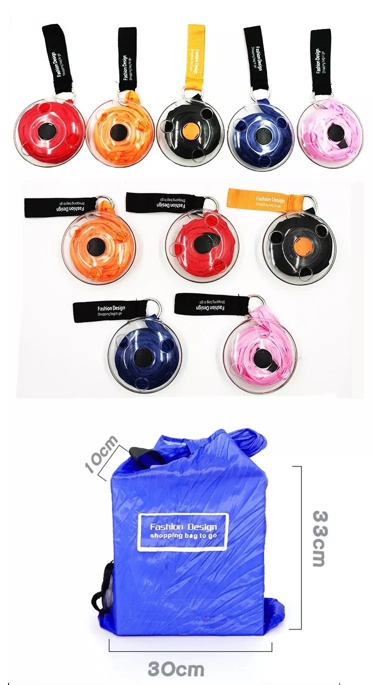 Promotional Magic Mini Reusable Polyester Folding Shopping Bag To Roll