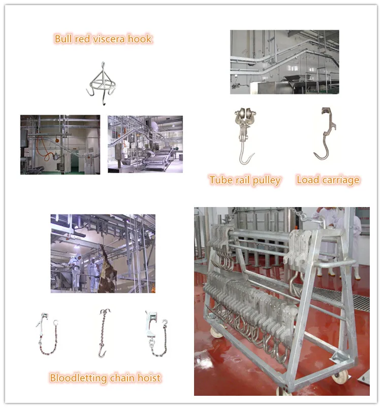 Slaughterhouse slaughtering system stainless steel slaughtering equipment with meat hooks