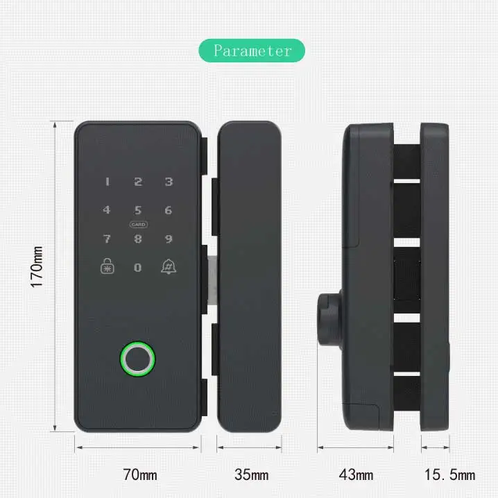 Smart Digital Wifi Biometric Fingerprint Aluminum Electric Bottom Tuya Door Lock for Wood Door Frameless Push Sliding Glass Lock