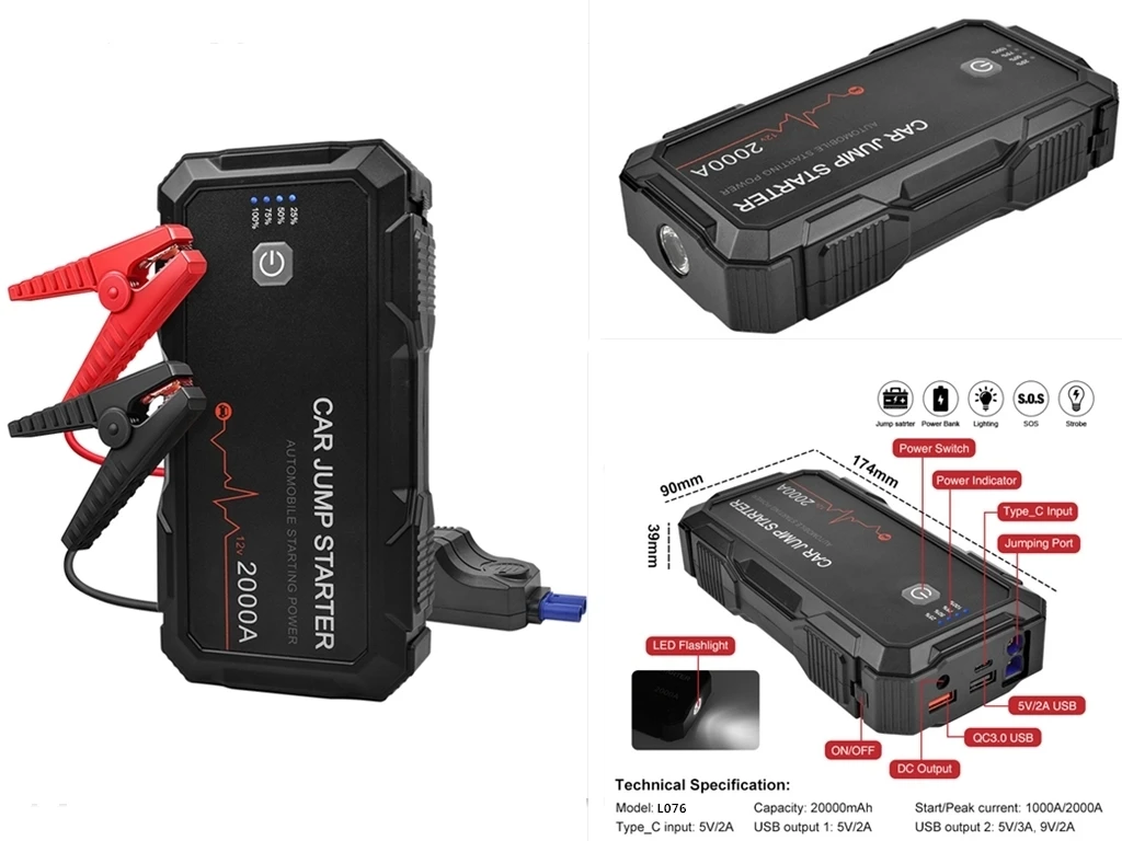 22000mah Super Capacitor Jumpstarter 2000a Car Li Ion Battery For Jump