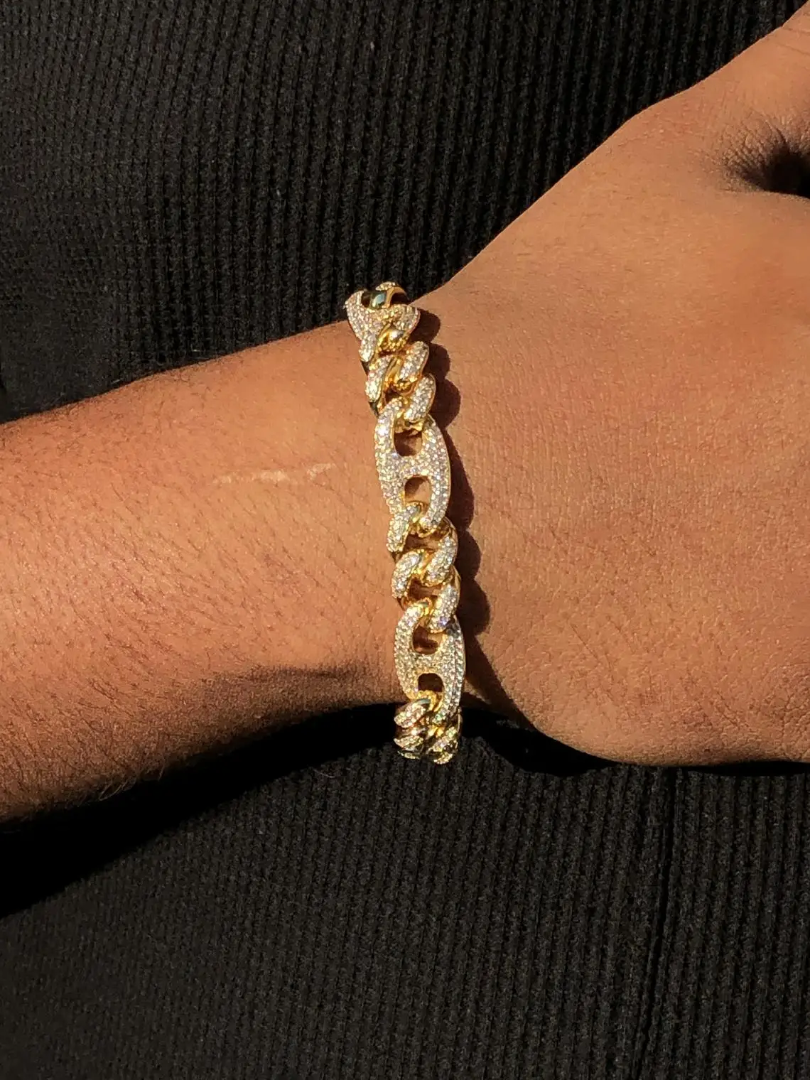 Wholesale Hip Hop Jewelry 14k 18k Gold Plated Cz Diamond Iced Out Custom Cuban Link Bracelet For Men