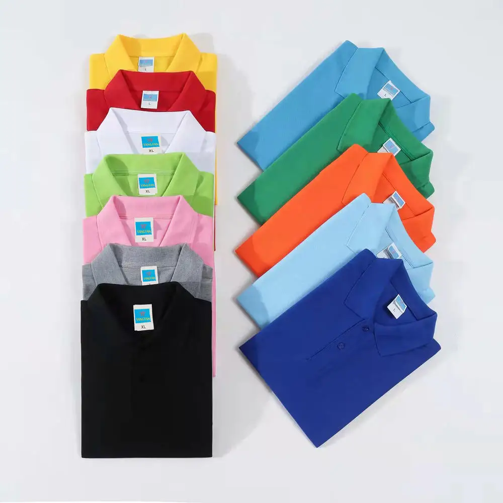 Sales Promotion Custom Logo Solid Color Plain Blank Pique Polyester Embroidery Washed T Shirt Cotton T-shirts Men's Polo Shirts
